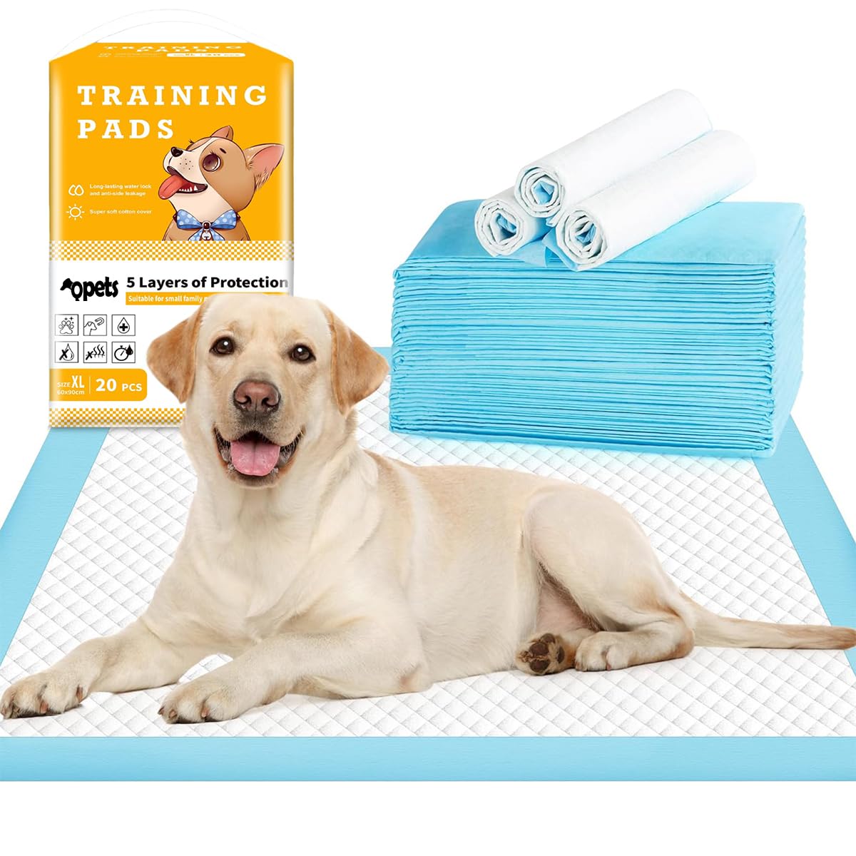 Qpets 20 PCS Dog Pee Pads Dog Diapers Pet Puppy Training Changing Pads Breathable Pet Pee Mats Qpets 20 PCS Dog Pee Pads Dog Diapers Pet Puppy Training Changing Pads Breathable Pet Pee Mats